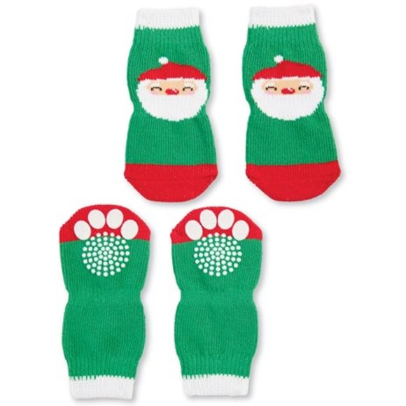 Adorable Slip-Resistant Knit Santa Claus Pet Socks XL - Picture 2 of 2
